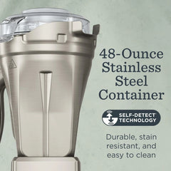 Vitamix 48-Ounce Stainless-Steel Blender Container with SELF-DETECT, Dishwasher-Safe, BPA-Free Clear Lid, Laser-Cut Stainless-Steel Blades, Compatible with All Full-Size Vitamix Blenders